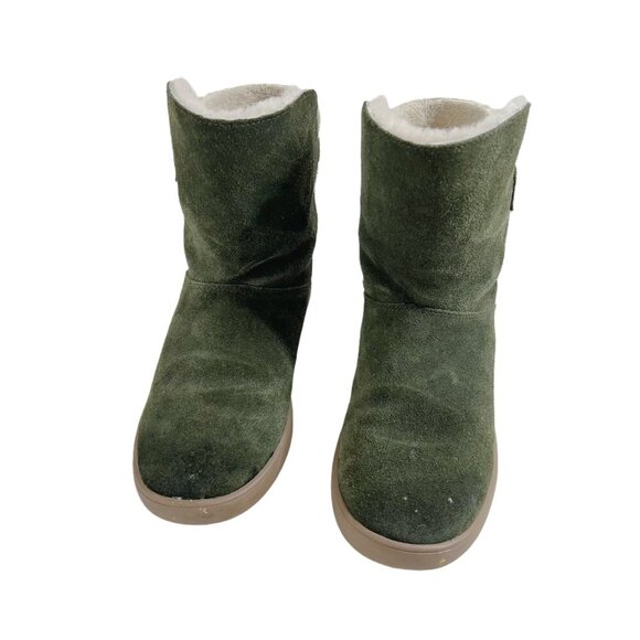 Koolaburra UGG Women's Olive Green Suede Shearling Lined Ankle Bootie Size 6 - Picture 3 of 11